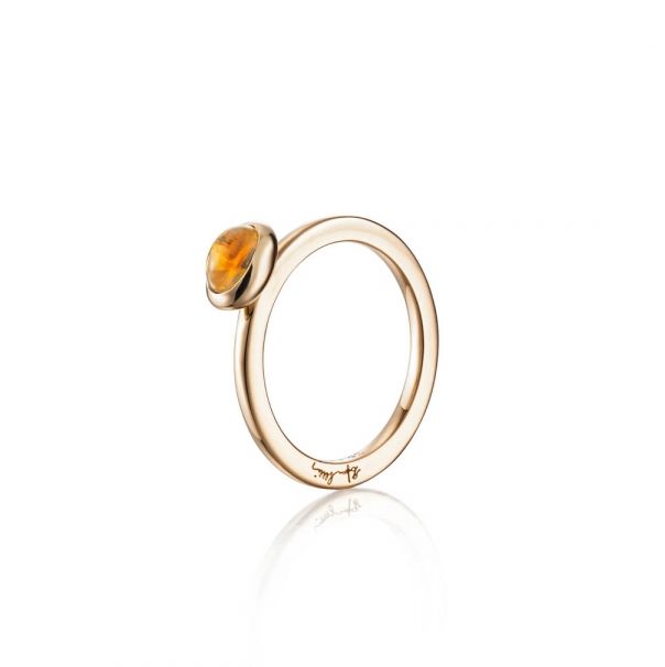 Love Bead Ring – Citrine, Guld