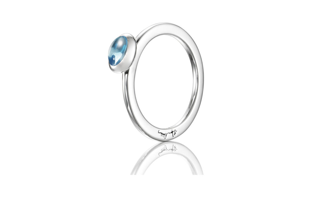 Love Bead Ring Silver Topaz