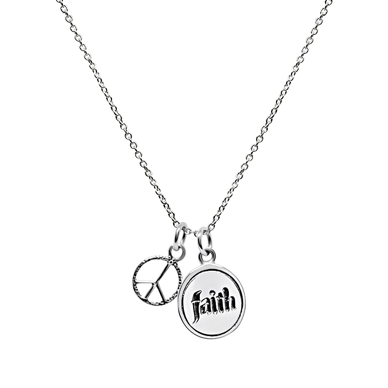 Silverhalsband ”Faith & Peace”